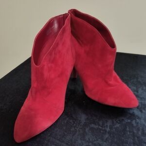 Gianni Bini Vibrant Red Suede Ankle Booties